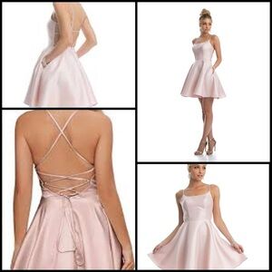 Alyce Paris Pink Fit Flare Open Cage Lace Up Party Coquette Homecoming Dress 00